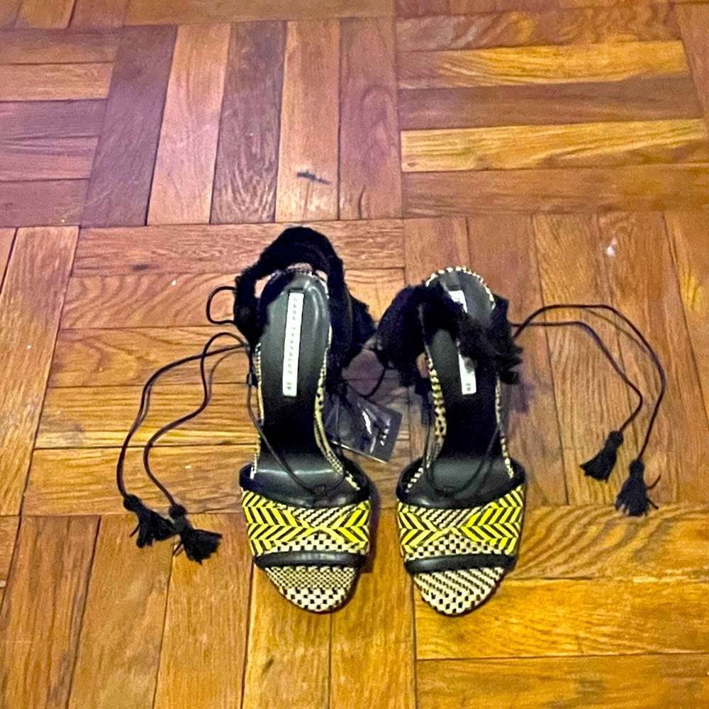 ZARA Trafaluc - patterned high heel sandal.